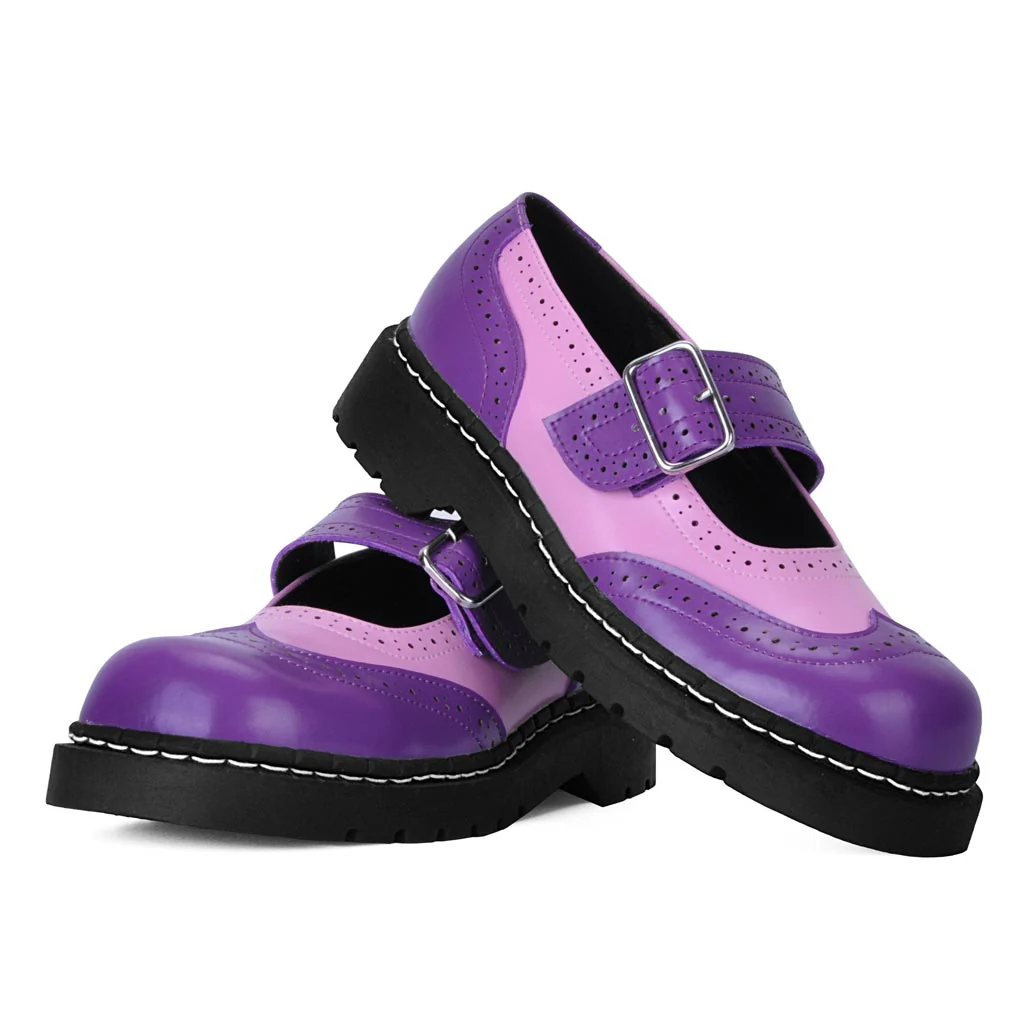 Anarchic Mary Jane Brogue Pink & Violet Leather - Image 3