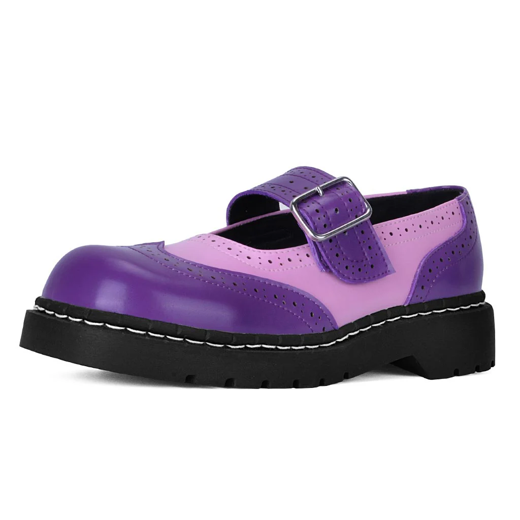 Anarchic Mary Jane Brogue Pink & Violet Leather - Image 4