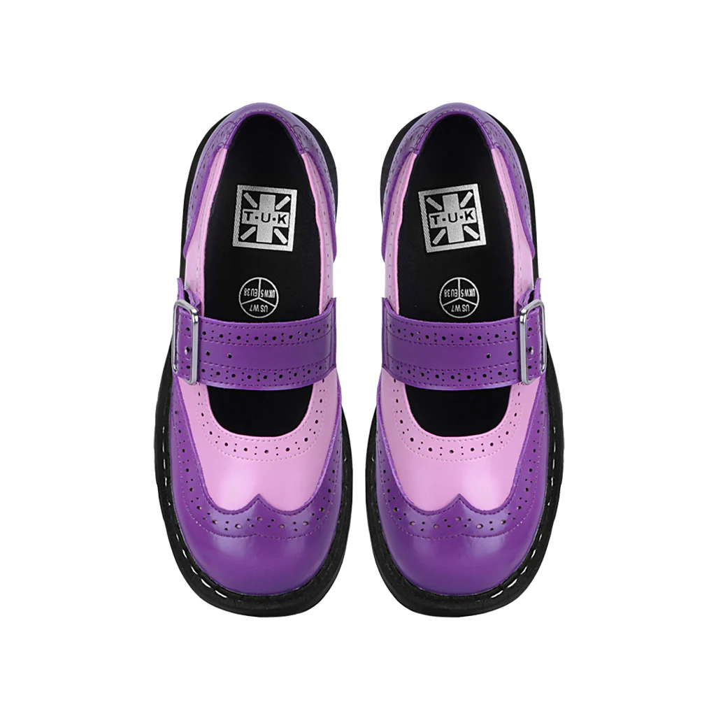 Anarchic Mary Jane Brogue Pink & Violet Leather - Image 5