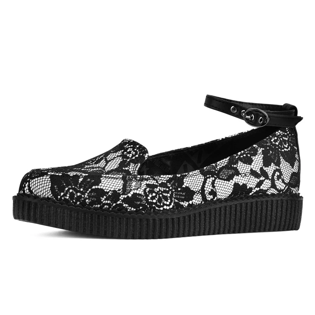 Ballet Creeper Ankle Strap Black/White Lace - Image 3