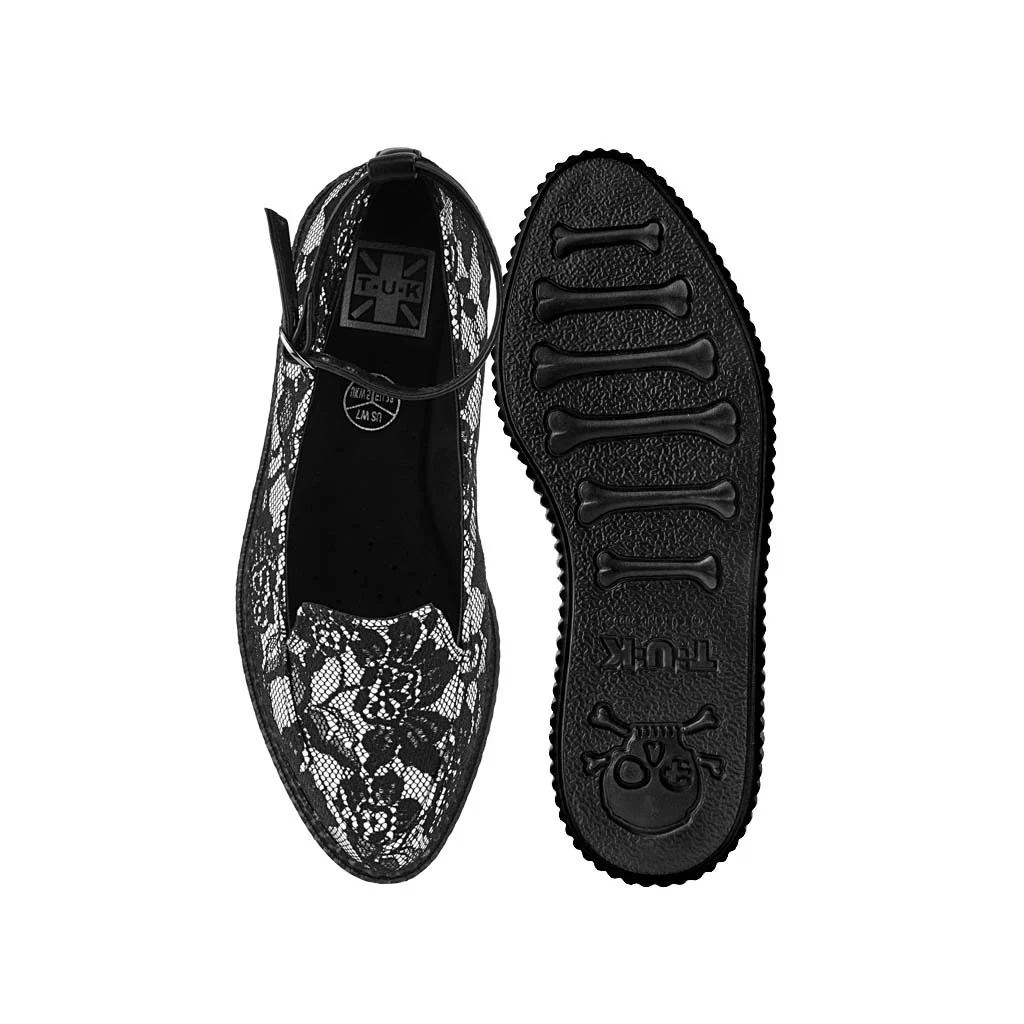 Ballet Creeper Ankle Strap Black/White Lace - Image 4