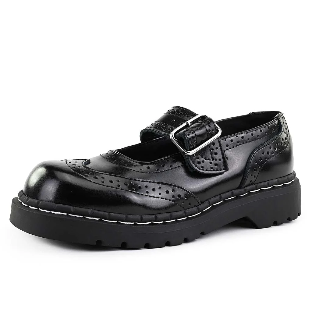 Anarchic Mary Jane Brogue Black Leather - Image 3