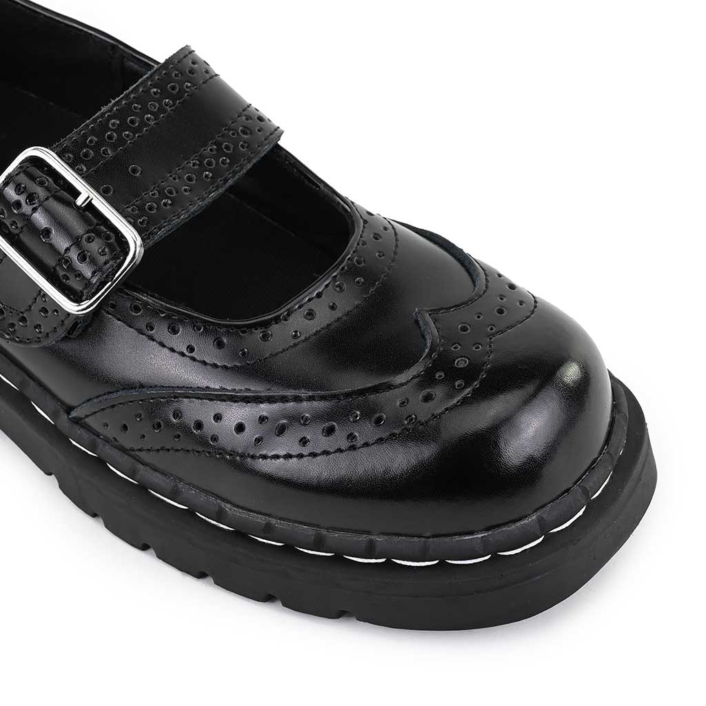 Anarchic Mary Jane Brogue Black Leather - Image 5