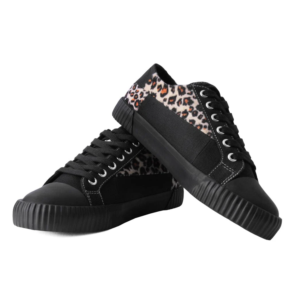 Rubber Toe Sneaker Black & Leopard Canvas - Image 3
