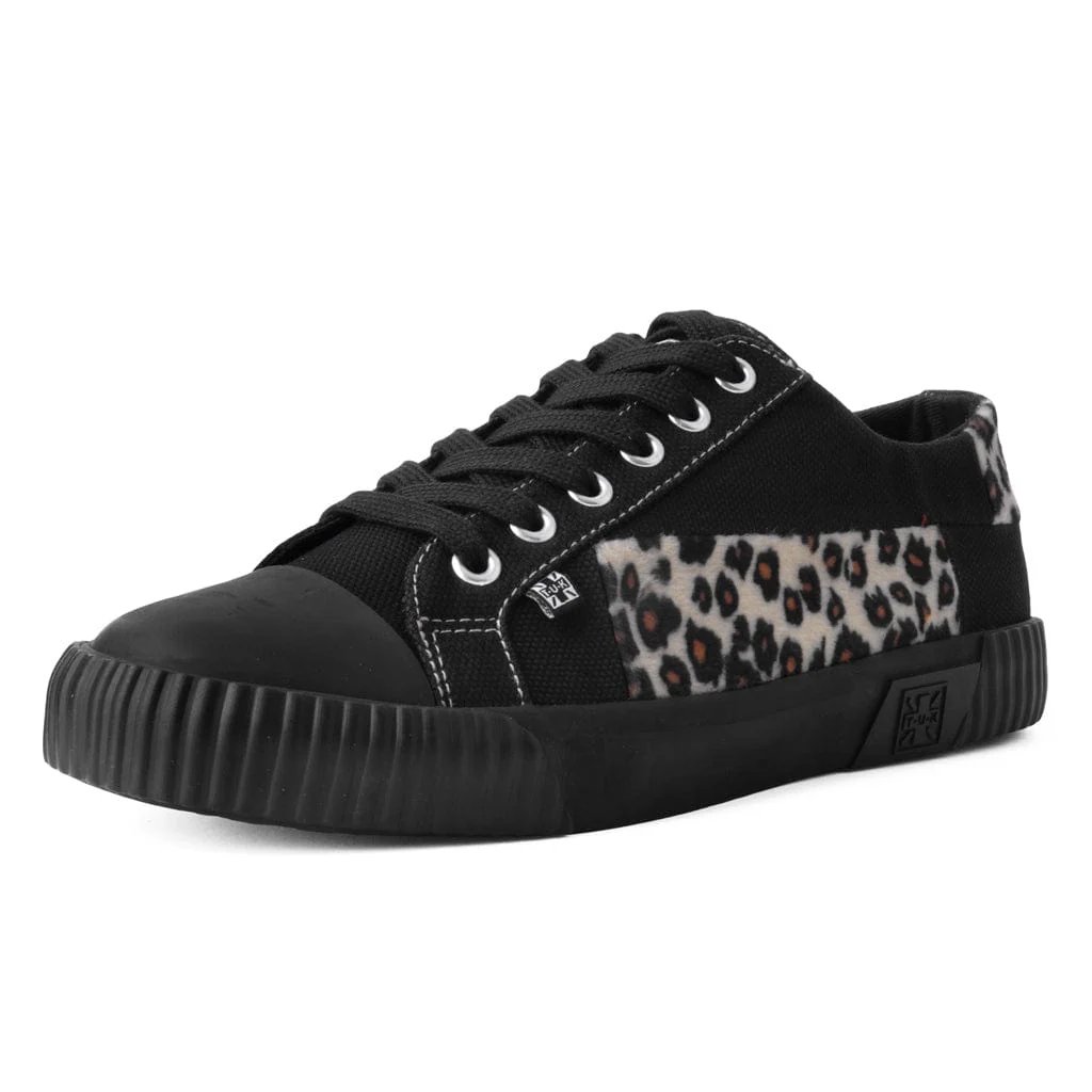 Rubber Toe Sneaker Black & Leopard Canvas - Image 4