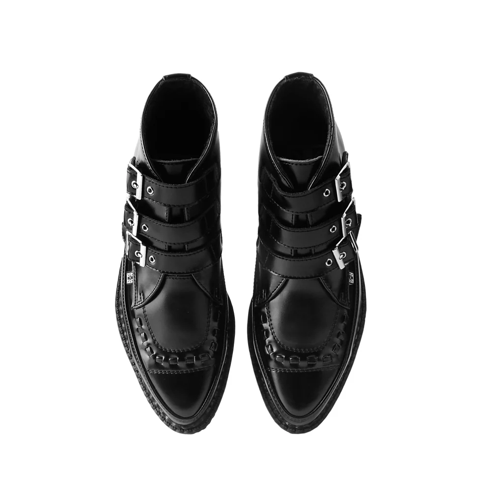 Pointed Creeper 3 Buckle Boot Black Leather - Image 5