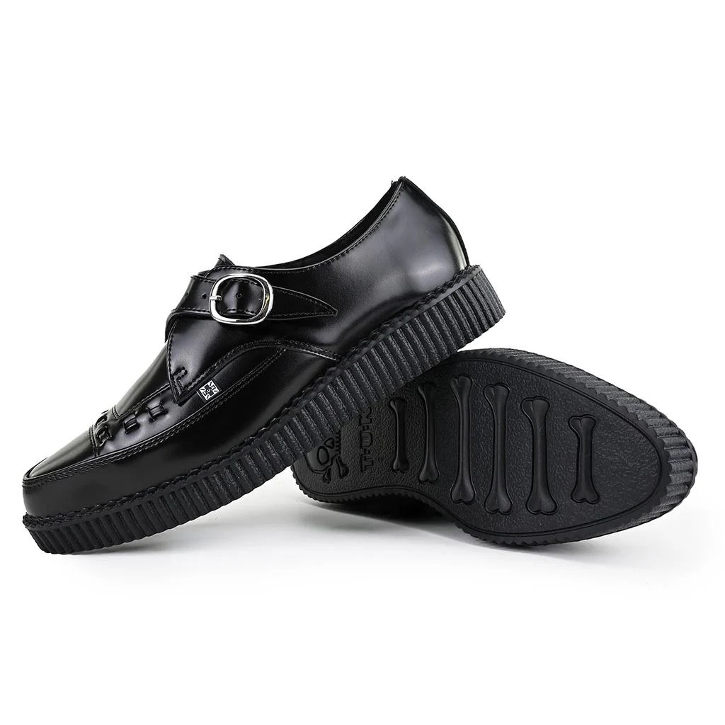 Pointed Creeper Monk Buckle Black Leather - Image 4