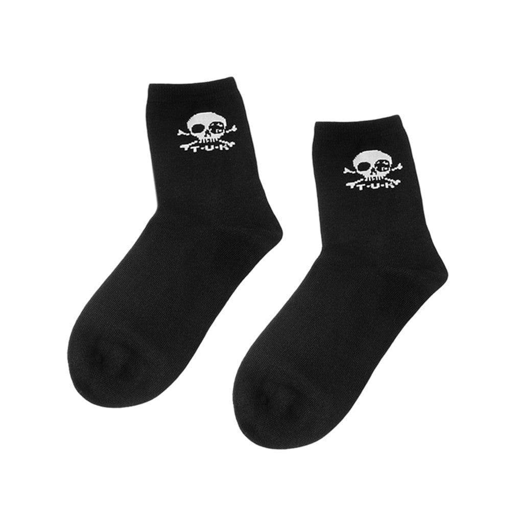 T.U.K. Crew Sock Black Skull Logo Womens - Image 3