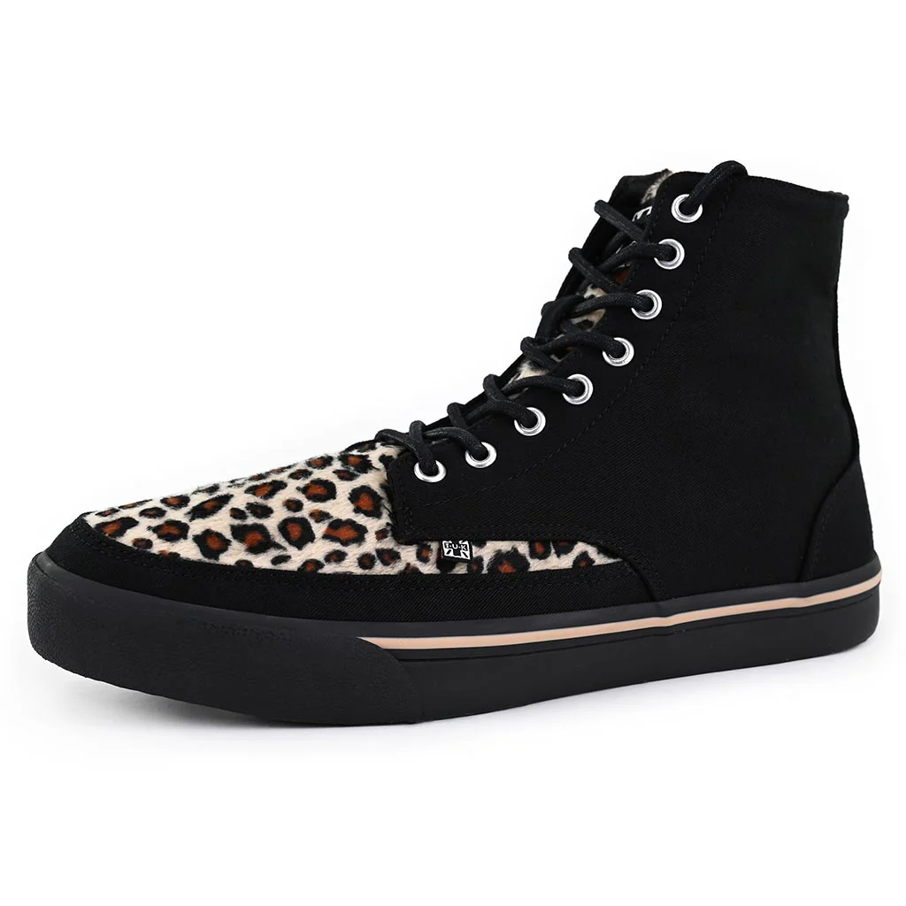 Creeper Sneaker Hi Top Black/Leopard Canvas - Image 3