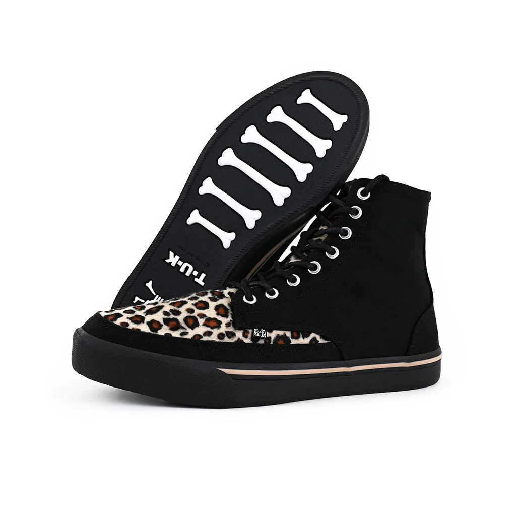 Creeper Sneaker Hi Top Black/Leopard Canvas - Image 4