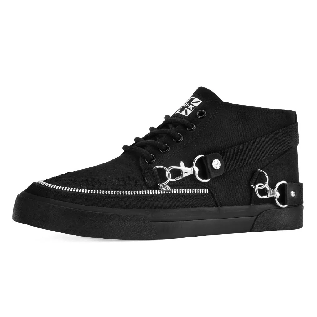 Creeper Bondage Sneaker Mid Top Black Canvas - Image 3