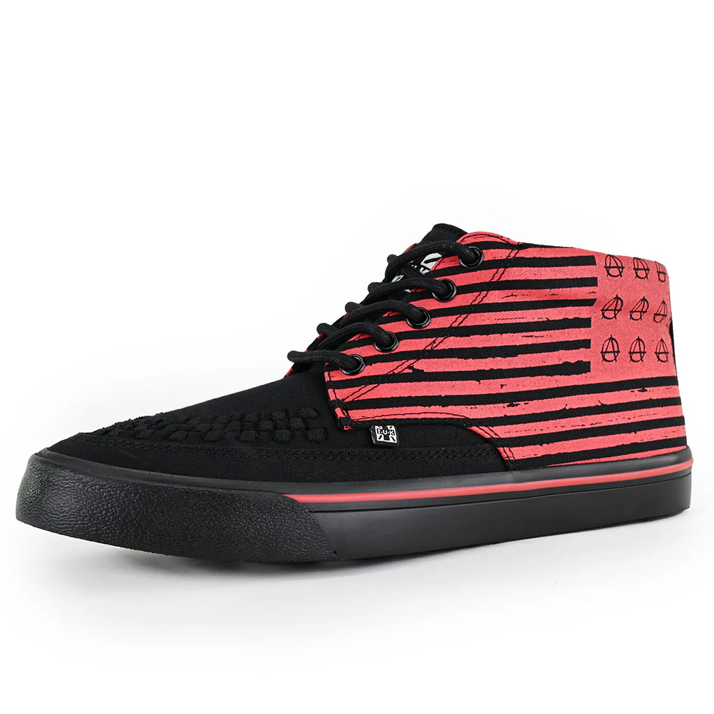Creeper Sneaker Mid Top Black Canvas & Red Print - Image 3