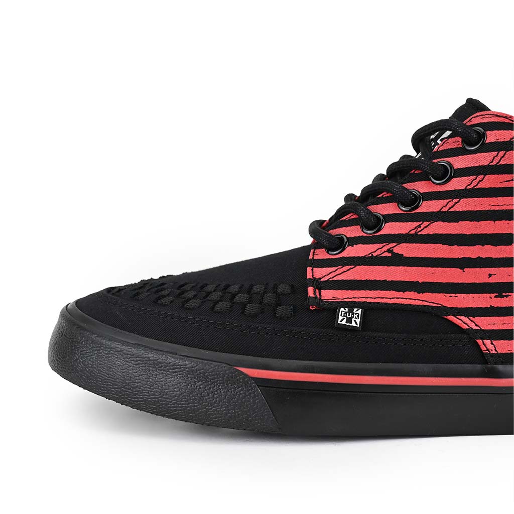 Creeper Sneaker Mid Top Black Canvas & Red Print - Image 4