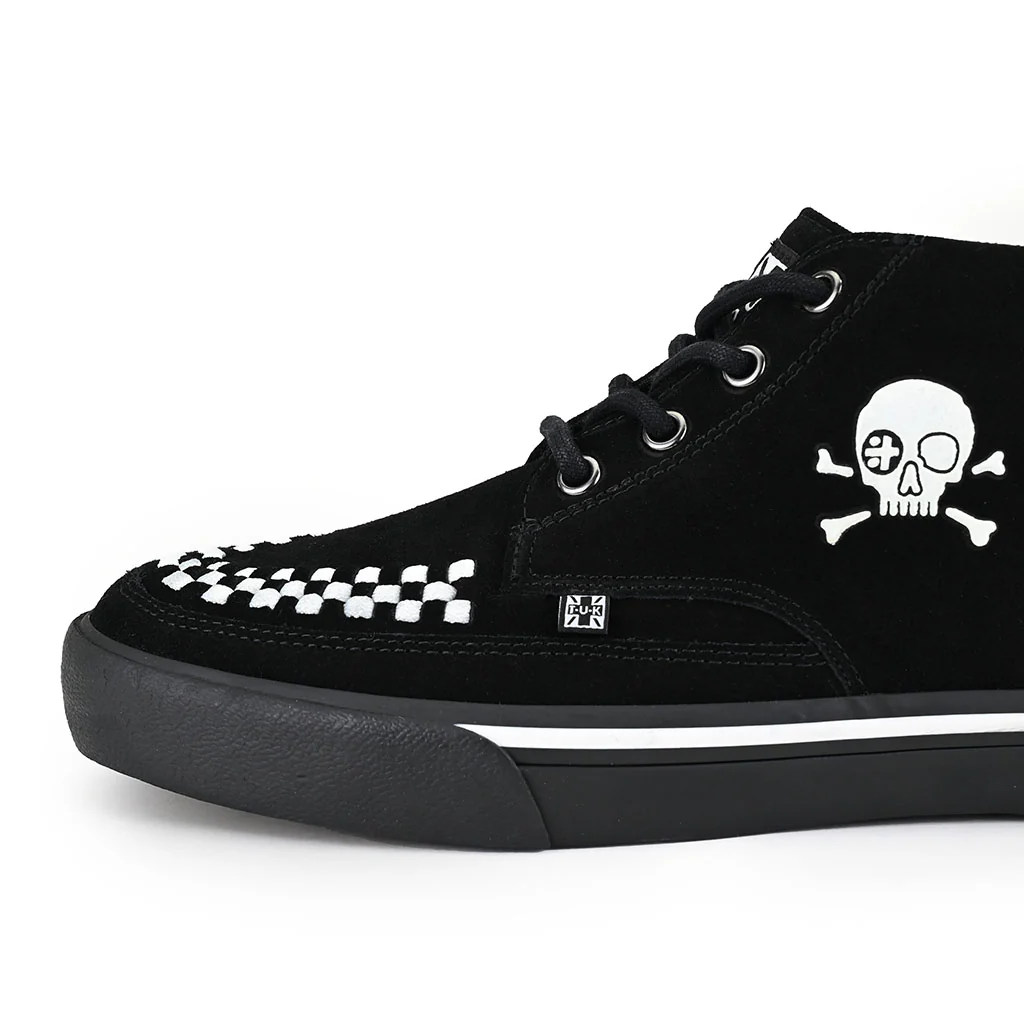 Creeper Sneaker Mid Top Skull Black & White Suede - Image 5