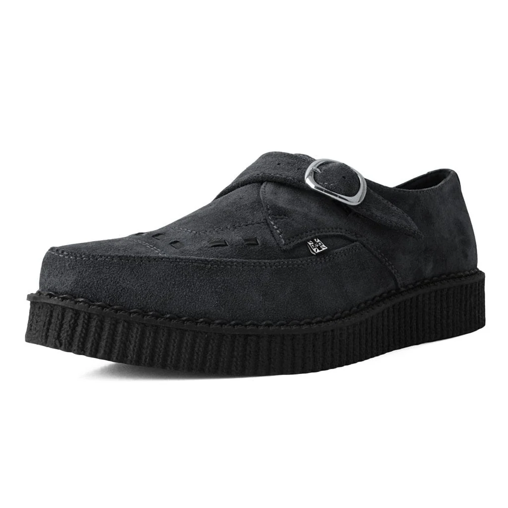 Pointed Creeper Monk Buckle Charcoal Suede - Image 4