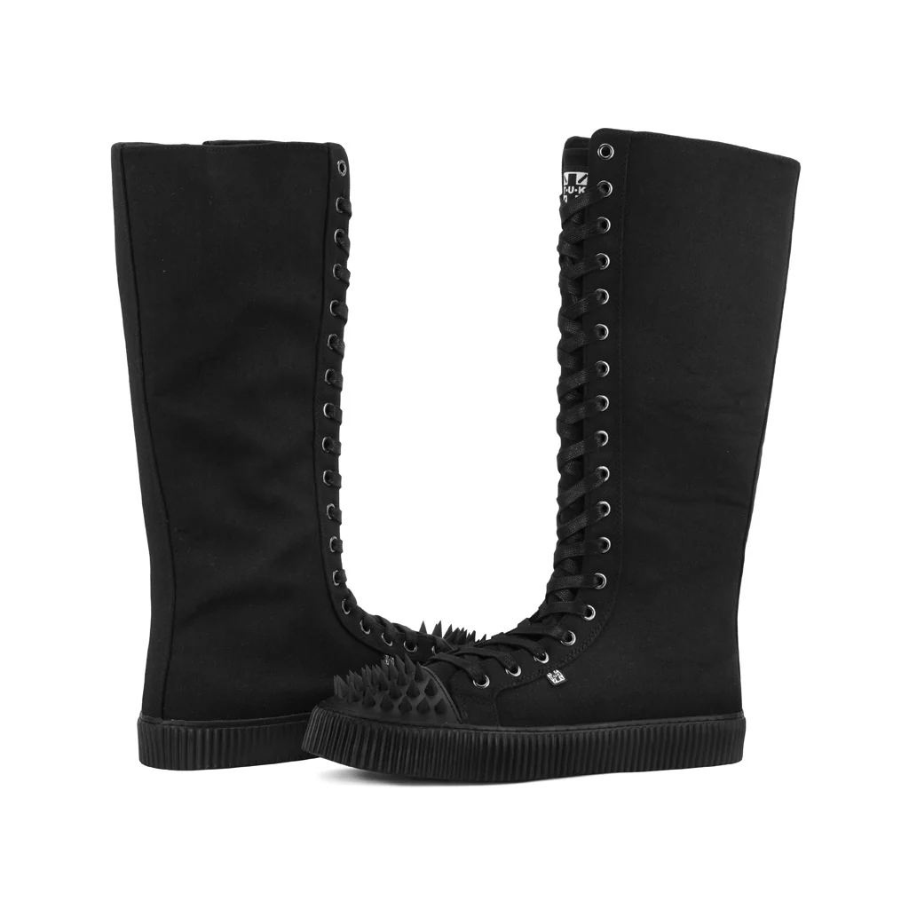 Studded Shell Toe Sneaker Boot Black Canvas - Image 3