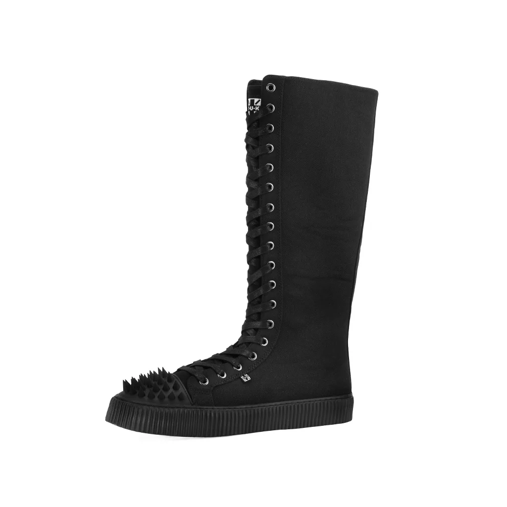 Studded Shell Toe Sneaker Boot Black Canvas - Image 4