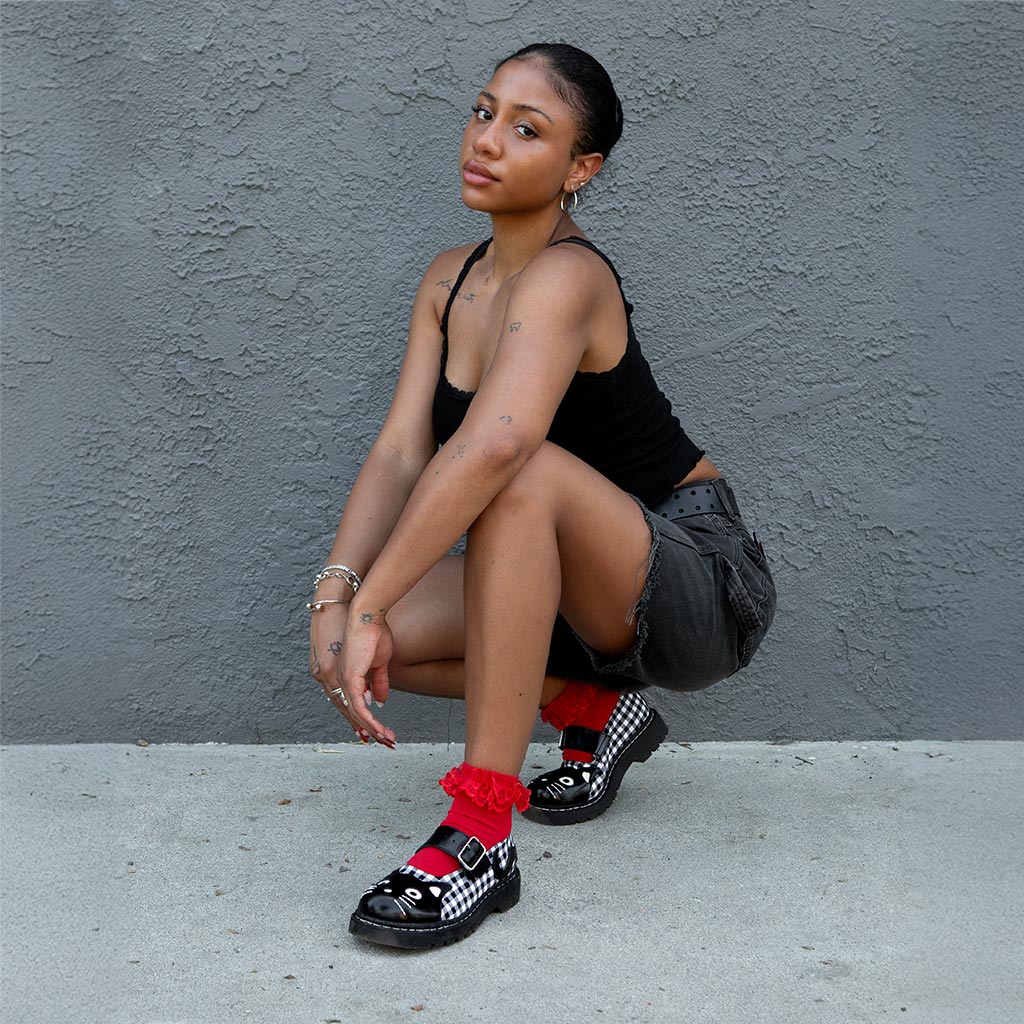 Mary Jane Kitty Black & White Gingham - Image 6