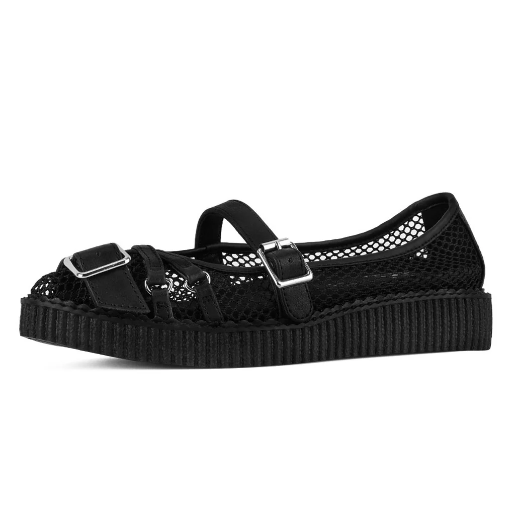 Pointed Mary Jane Creeper Black Vegan Lace - Image 3