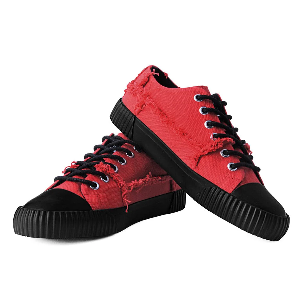 Rubber Toe Sneaker Low Cut Red Raw Canvas - Image 3
