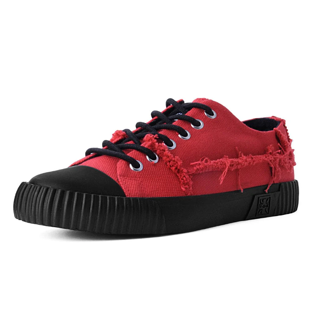 Rubber Toe Sneaker Low Cut Red Raw Canvas - Image 4