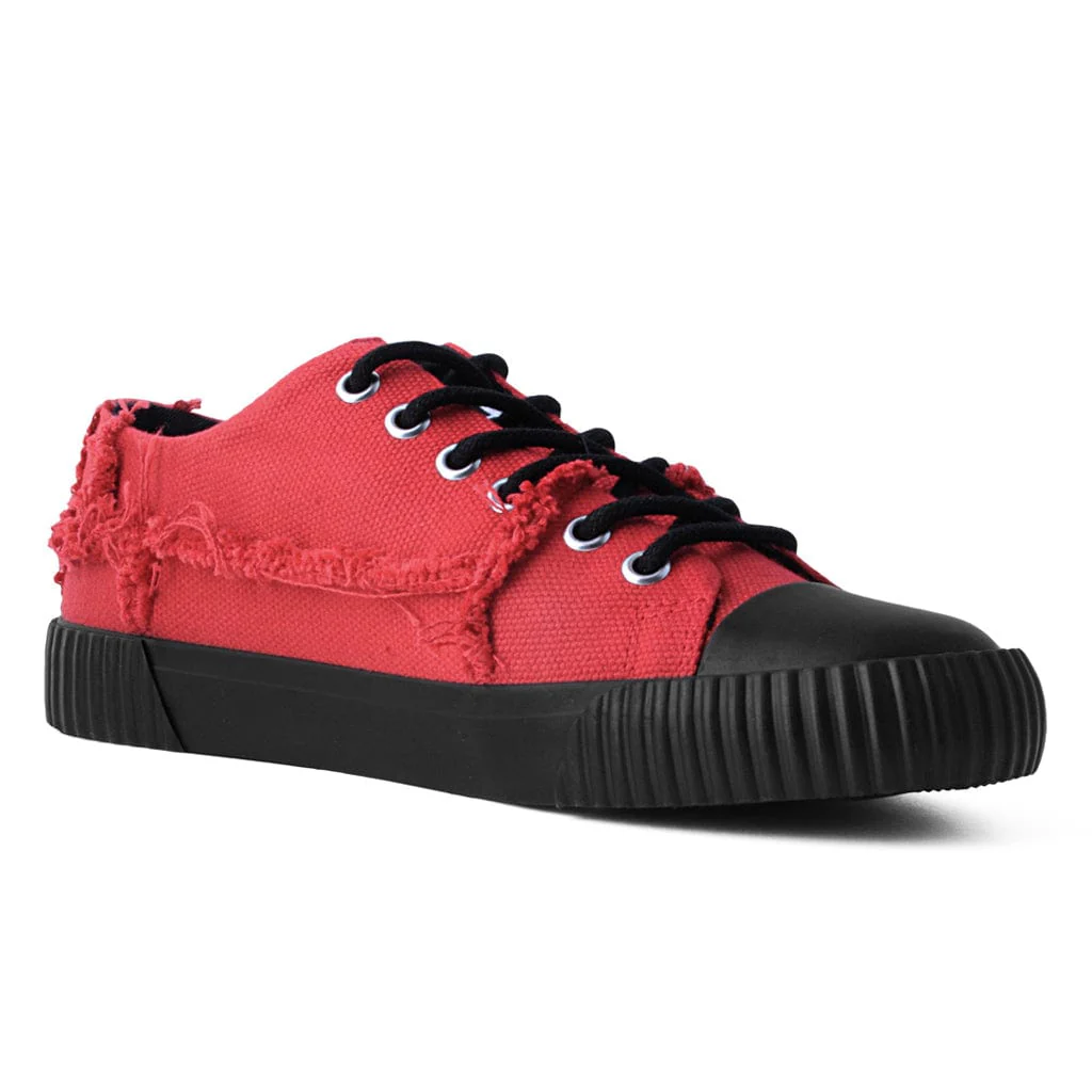 Rubber Toe Sneaker Low Cut Red Raw Canvas - Image 5