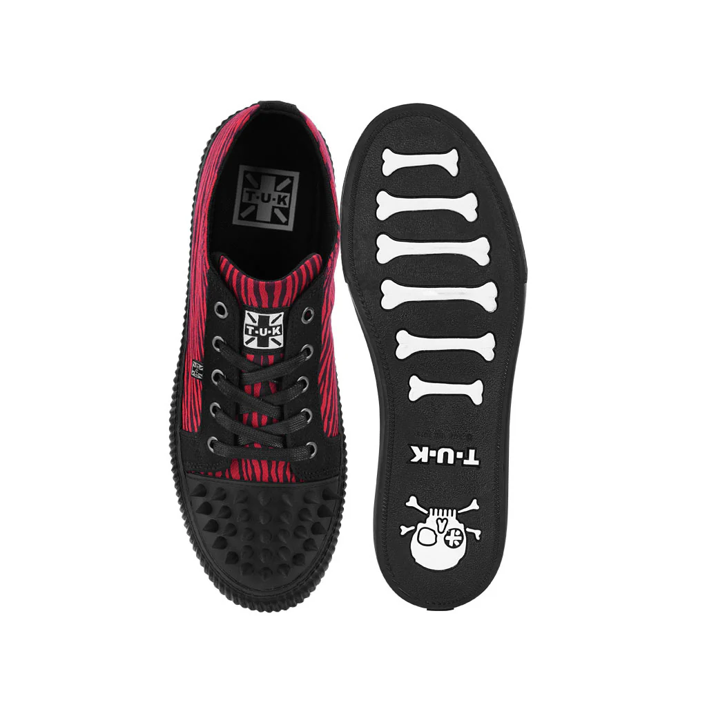 Studded Shell Toe Sneaker Black Red Canvas - Image 4