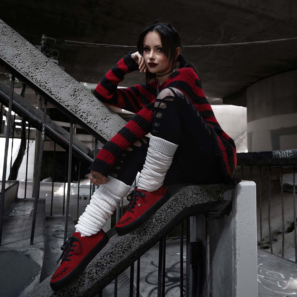 Ribbed Sole Sneaker Red Suede - Image 7