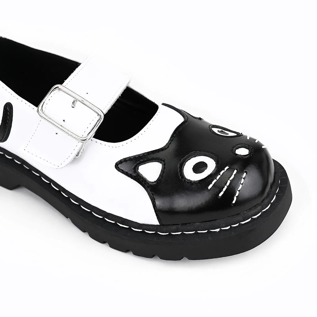 Mary Jane Kitty Black & White Leather - Image 5